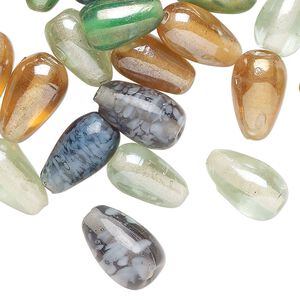 Bead mix, luster glass, opaque mixed colors, 12x7-15x10mm teardrop. Sold per 1-ounce pkg, approximately 30 beads.