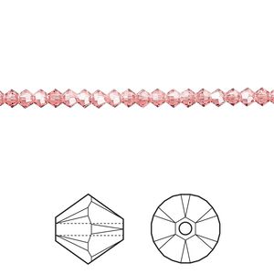 Bead 48pk rose peach, Crystal Passions® 3mm bicone 5328