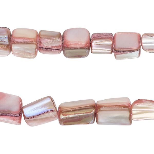 Bead, mother-of-pearl shell (dyed), rose, small to medium chip, Mohs hardness 3-1/2. Sold per pkg of (2) 15-inch strands. image number 0
