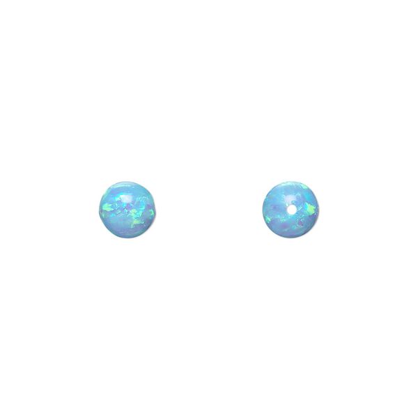 Bead, "opal" (silica and epoxy) (man-made), light blue, 6mm round. Sold individually. image number 0