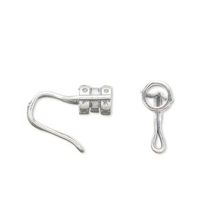 Crimp end, JBB Findings, sterling silver, 17x6mm tube with hook, 4mm inside diameter. Sold per pkg of 2.
