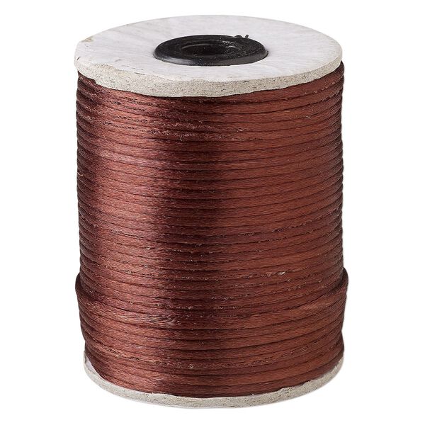 Cord, Satinique™, satin, dark brown, 2mm. Sold per 200-foot spool. image number 0