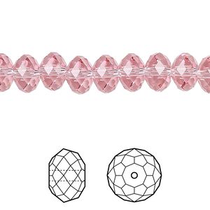 Bead 288pk light rose, Swarovski® 8x6mm rondelle 5040