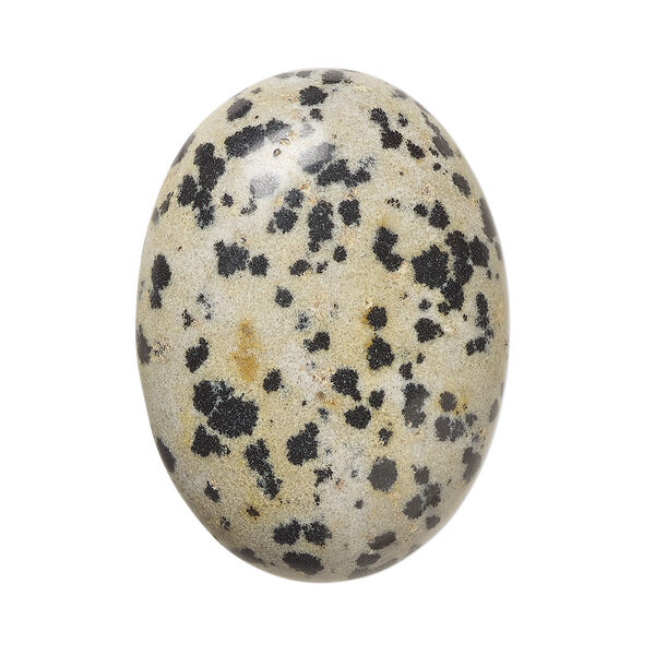 Cabochon, Dalmatian jasper (natural), 30x22mm calibrated oval, B grade, Mohs hardness 6-1/2 to 7. Sold individually. image number 0