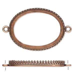 Focal, JBB Findings, antique copper-plated brass, 42.5x32mm oval with open back and decorative trim, 40x30mm oval bezel setting. Sold individually.