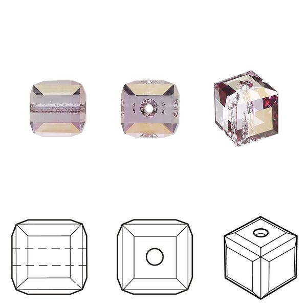 Bead 96pk dark rose, Swarovski® 8mm cube 5601 image number 0