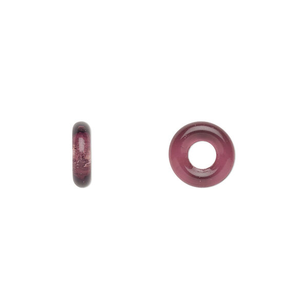 Bead, Czech pressed glass, amethyst purple, 9.5x3mm ring. Sold per pkg of 50. image number 0