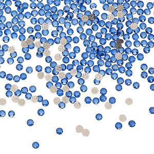 Flat back 1440pk sapphire, vintage Preciosa Czech crystal hotfix rhinestone 1.9-2.1mm chaton rose round SS6