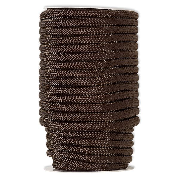 Cord, nylon, dark brown, 8mm braided. Sold per 60-foot spool. image number 0