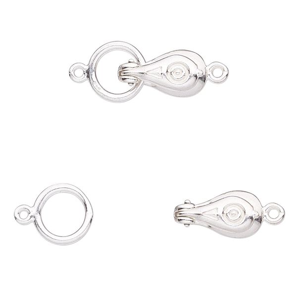 Clasp, JBB Findings, magnetic fold-over, sterling silver, 19x9mm smooth teardrop. Sold individually. image number 0
