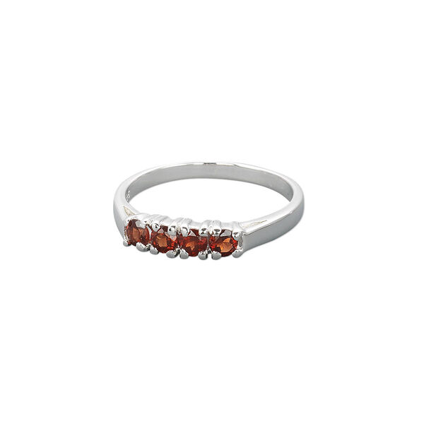 Ring, sterling silver and garnet (natural), 3mm faceted round, size 7. Sold individually. image number 0