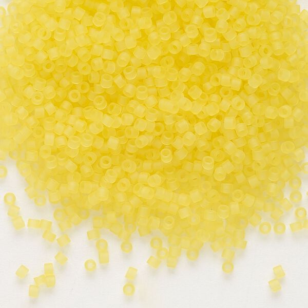 Seed bead, Delica®, glass, pkg/7.5g, #11 round, translucent matte yellow (DB-0743). image number 0