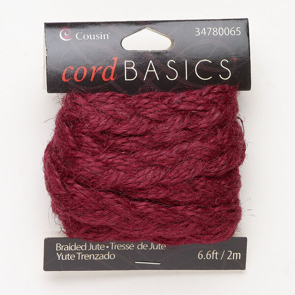 Jute 1pkg1, flat braided cord maroon 2m 2mm image number 0
