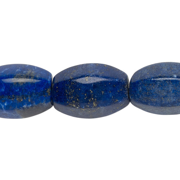 Bead, lapis lazuli (dyed), 20x13mm-21x15mm 6-sided oval, B grade, Mohs hardness 5 to 6. Sold per 15-inch strand. image number 0