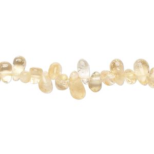 Citrine 1pkg1, hand-cut top-drilled teardrop bead 13 inch 4x3mm-9x4mm