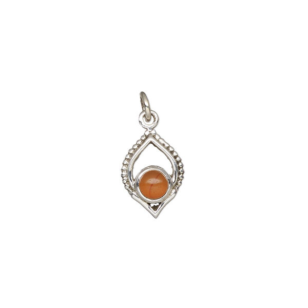 Carnelian / sterling silver 1pkg1, marquise drop antiqued 13.5x9mm image number 0