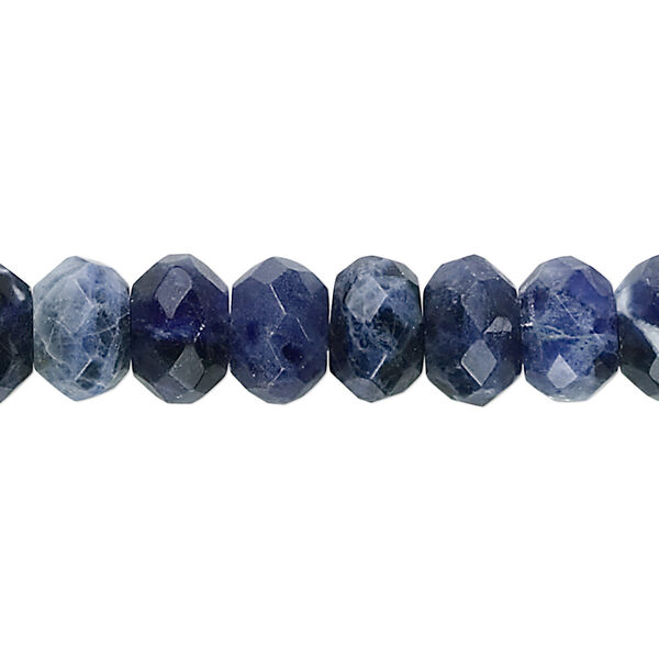 Bead, sodalite (natural), 10x7mm faceted rondelle, B grade, Mohs hardness 5 to 6. Sold per 15-1/2" to 16" strand. image number 0