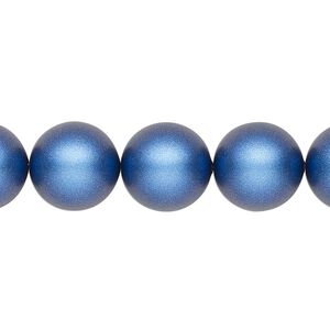 Pearl 10pk iridescent dark blue, Crystal Passions® 12mm round 5810