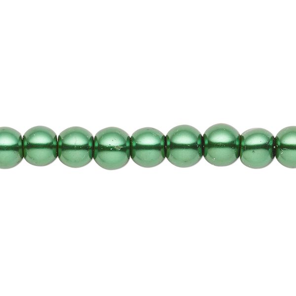 Bead, crystal pearl, forest green, 5-6mm round. Sold per pkg of (2) 15-1/2" to 16" strands, approximately 130 beads. image number 0