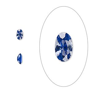 Gem, cubic zirconia, spinel blue, 5x3mm faceted oval, Mohs hardness 8-1/2. Sold per pkg of 5.