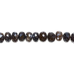 Amber-green tourmaline 1pkg1, hand-cut dark metallic faceted rondelle bead 8 inch 5x3mm-7x5mm