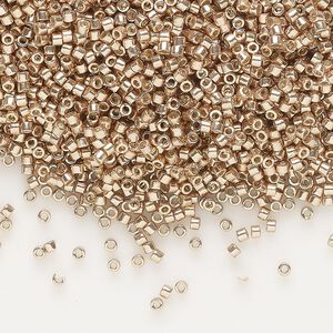 Seed bead, Delica®, glass, pkg/250g, #11 round, Duracoat® opaque galvanized champagne (DB-1834).