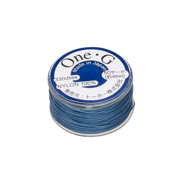 Thread, TOHO BEADS®, One-G™, nylon, blue, size 0. Sold per 50-yard spool. image number 0