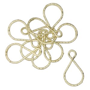 Split ring, gold-finished steel, 36x21mm diamond-cut teardrop. Sold per pkg of 10.