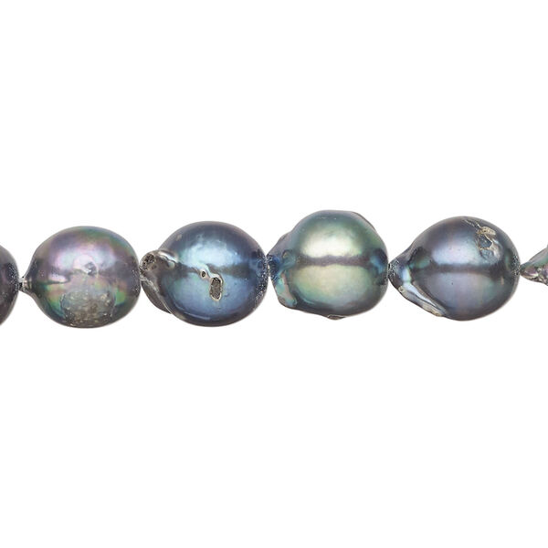 Freshwater pearl 1pkg1, freeform, 15.5-16 inch blue peacock 8-9mm cultured image number 0