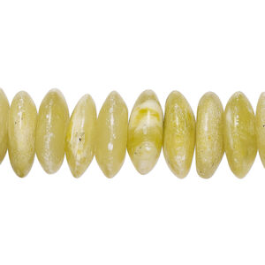 Olive new "jade" 1pkg1, saucer bead natural, 15 inch 14x4mm-14x6mm