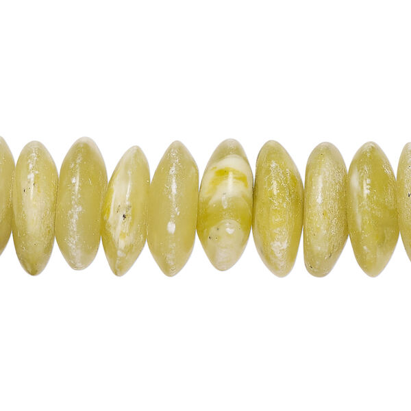 Olive new "jade" 1pkg1, saucer bead natural, 15 inch 14x4mm-14x6mm image number 0