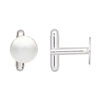 Cuff link 1pkg2 silver-finished brass, 12mm flat round pad 1 pair. image number 0