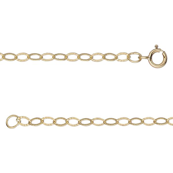 Chain, 14Kt gold-filled, 2.7mm oval starburst, 20 inches with springring clasp. Sold individually. image number 0
