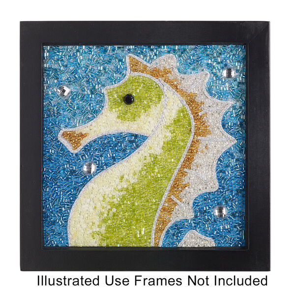 Sabrina Frey Bead Mosaic™ Starter Kit 1pkg4 glass / medium-density fiberboard / glue,  6x6 inch / "Sea Life" design, multicolored image number 4