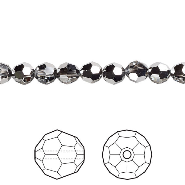 Bead 12pk crystal light chrome, Crystal Passions® 6mm round 5000 image number 0