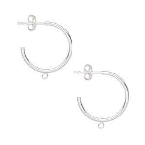 Earring 1pkg2 sterling silver, 20mm hoop / closed loop, 1 pair
