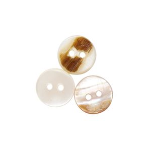 Button, mother-of-pearl shell (natural / bleached), white, 11mm round, Mohs hardness 3-1/2. Sold per pkg of 100.
