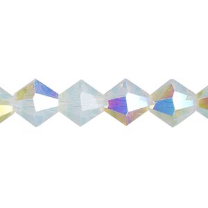 Bead 1pk translucent clear AB frosted, Celestial Crystal® 10mm bicone 8 inch