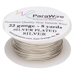 Wire, ParaWire™, silver-plated copper, round, 22 gauge. Sold per 8-yard spool.