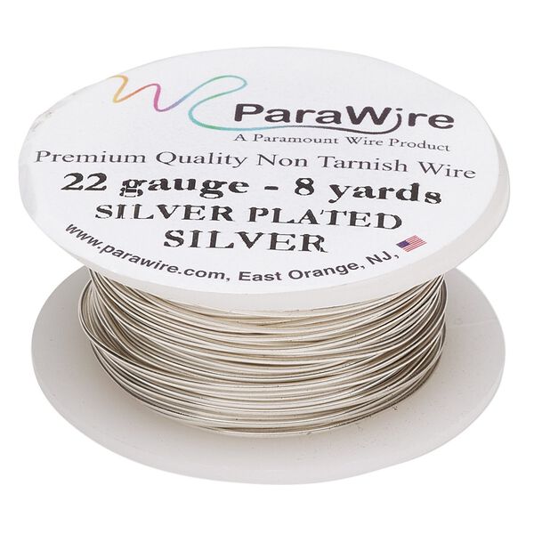 Wire, ParaWire™, silver-plated copper, round, 22 gauge. Sold per 8-yard spool. image number 0