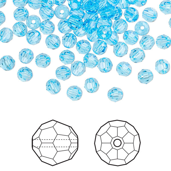 Bead 720pk aquamarine, Swarovski® 4mm round 5000 image number 0