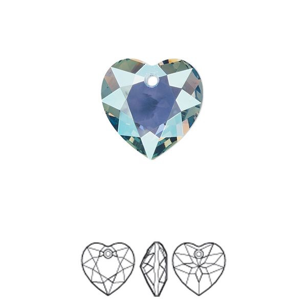 Drop 24pk aquamarine shimmer, Swarovski® 14.5mm pendant heart cut 6432 image number 0