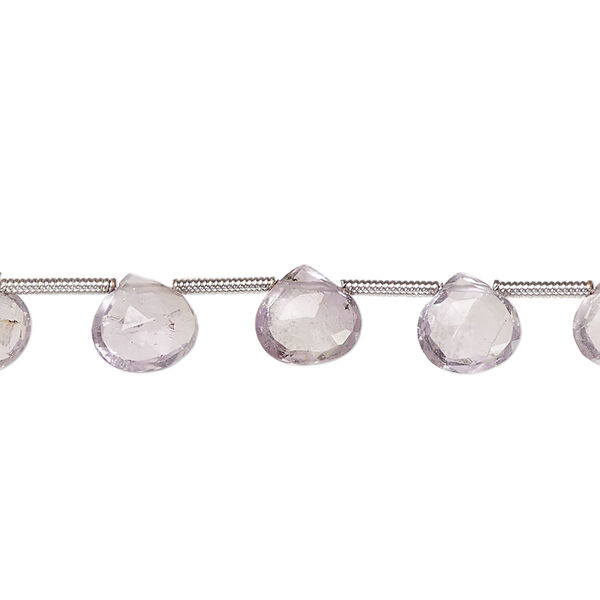 Amethyst 1pkg6, hand-cut top-drilled faceted puffed teardrop bead natural B- grade, graduated 5-8mm image number 0