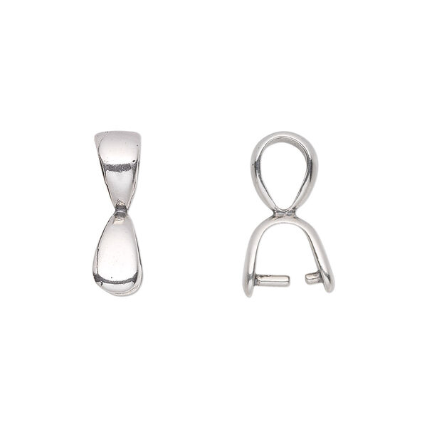 Bail, JBB Findings, ice-pick, sterling silver, 17.5x5mm teardrop, 6mm grip length. Sold individually. image number 0