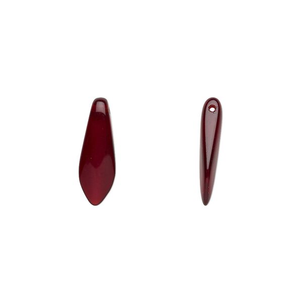 Bead, Czech pressed glass, garnet red, 15.5x5mm top-drilled dagger. Sold per 15-1/2" to 16" strand, approximately 135-150 beads. image number 0