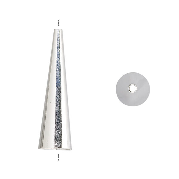 Cone, sterling silver, 25x7mm, 6.5mm inside diameter. Sold per pkg of 2. image number 0