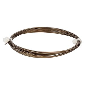 Wire, Beadalon®, antique brass-finished copper, half-hard, square, 21 gauge. Sold per 2.5-meter section.