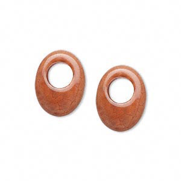 Drop, fire crackle agate (dyed / heated), 16x12mm oval go-go, B- grade, Mohs hardness 6-1/2 to 7. Sold per pkg of 2. image number 0