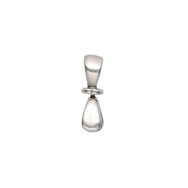 Bail, JBB Findings, ice-pick, antique silver-plated pewter (tin-based alloy), 18x5mm double-sided teardrop with swivel, 5mm grip length. Sold individually. image number 0