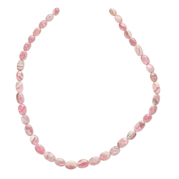 Bead, rhodochrosite (natural), 8x6mm-12x8.5mm hand-cut graduated flat oval, B grade, Mohs hardness 3-1/2 to 4-1/2. Sold per 15-1/2 to 16-inch strand. image number 0